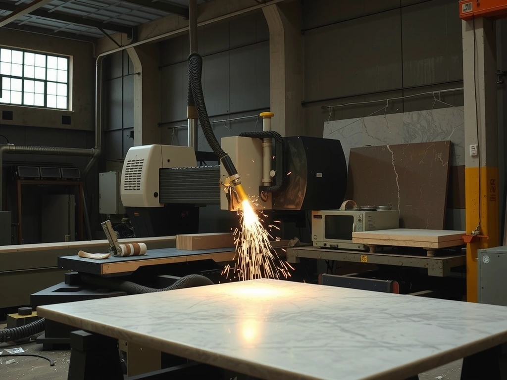 Taller de cantera trabajando mármol